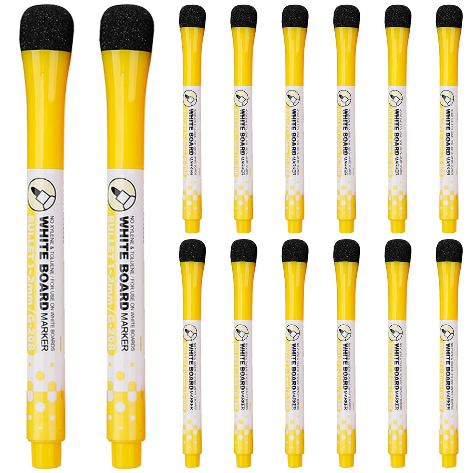 Operitacx 20 Stück Whiteboardmarker: Magnetische Whiteboard-Stifte – Feine Spitze, beschreibbar und abwischbar – Leuchtend gelbe, abwischbare Stifte für den Unterricht