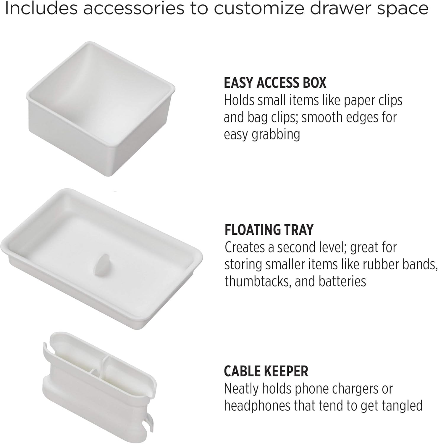 Copco Draw Organizer, Four Piece, White With Gray Liner