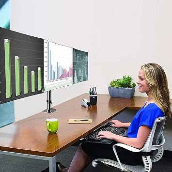 Pholiten Triple Screen Monitor Arm, PC Monitor Arm, LCD Display Arm, Gas Spring, Gas Pressure, Compatible with Web Conferencing, Compatible with 17-32 Inch Monitors, Load Capacity 2.2-22 lbs 1-10 kg