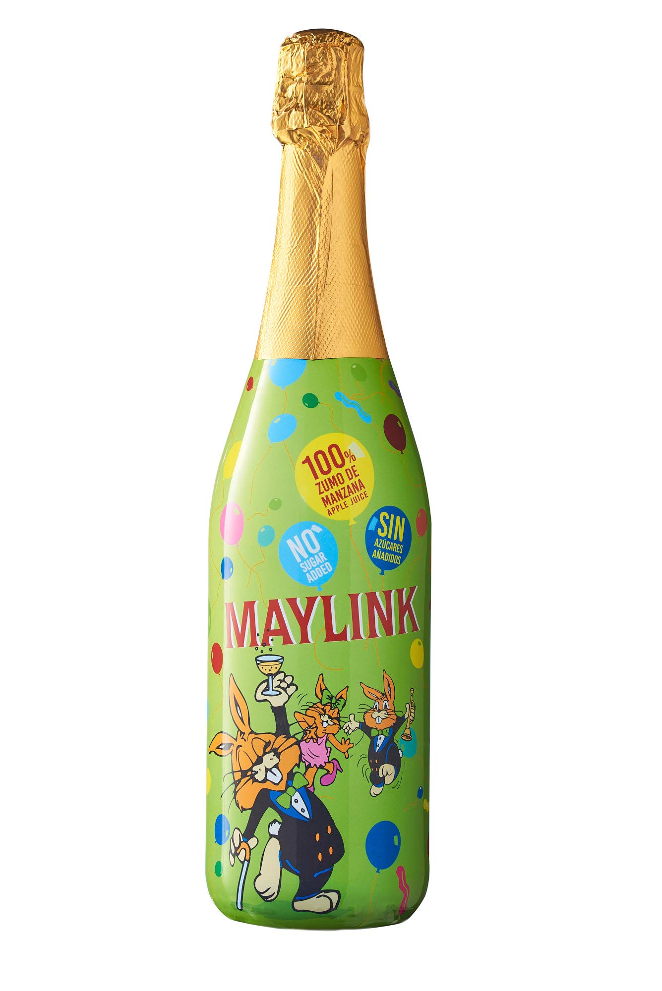 Maylink, 100%. Bebida refrescante y espumosa elaborada a base de 100% zumo de manzana - caja de 6 botellas de 75 cl. (Total 450 cl.)