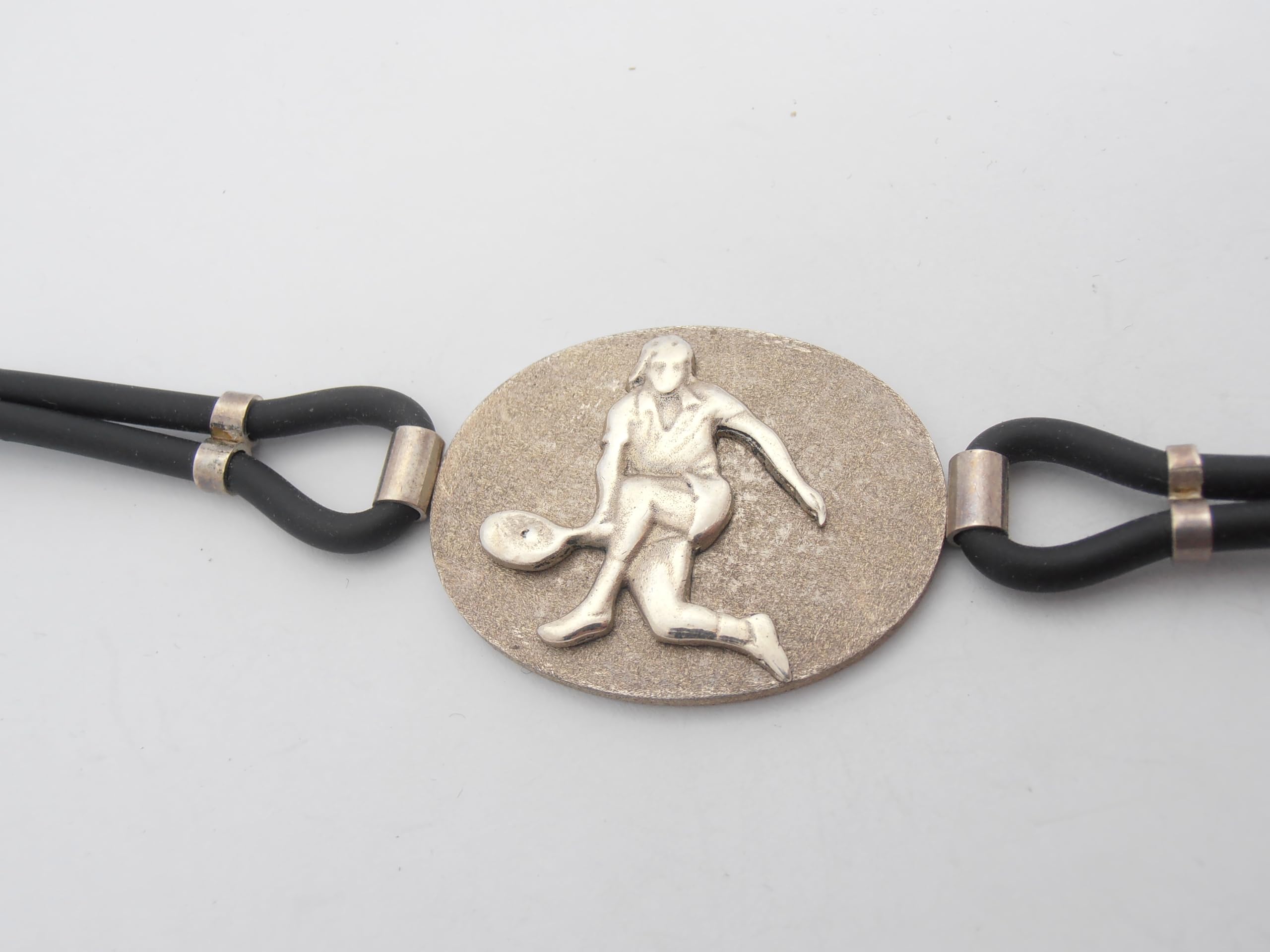 Tennis : Braccialetto in Argento 925 e Caucciù - Bracciale Tennista - Giocatrice - Giocatore - Padel - Racchetta Pallina