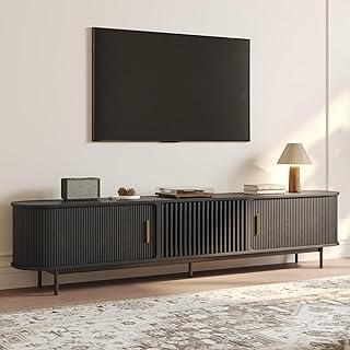 POVISON Fully-Assembled Mid Century Modern TV Stand for 75+ inch TV, Sli...