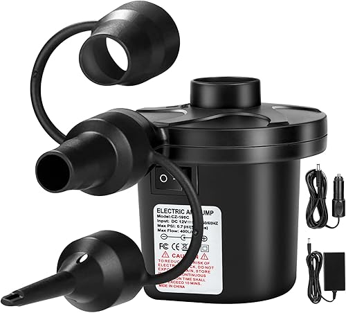 Bomba de colchón de aire, bomba de aire portátil para inflables, bombas de aire eléctricas de 5 kPa con 3 boquillas, bomba de aire de llenado rápido