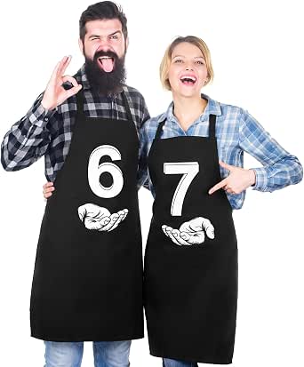 Cuffbow 2 Pcs 67 Halloween Costume Aprons Set, Six Seven Couple Costume