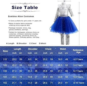 LZH Zombies Cheerleader Costumes for Girls Alien Costume Halloween Party