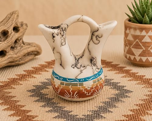 Authentic Native American Navajo Horse Hair Pottery Wedding Vase for Collector, Southwest, Western Home Decor or Gift.