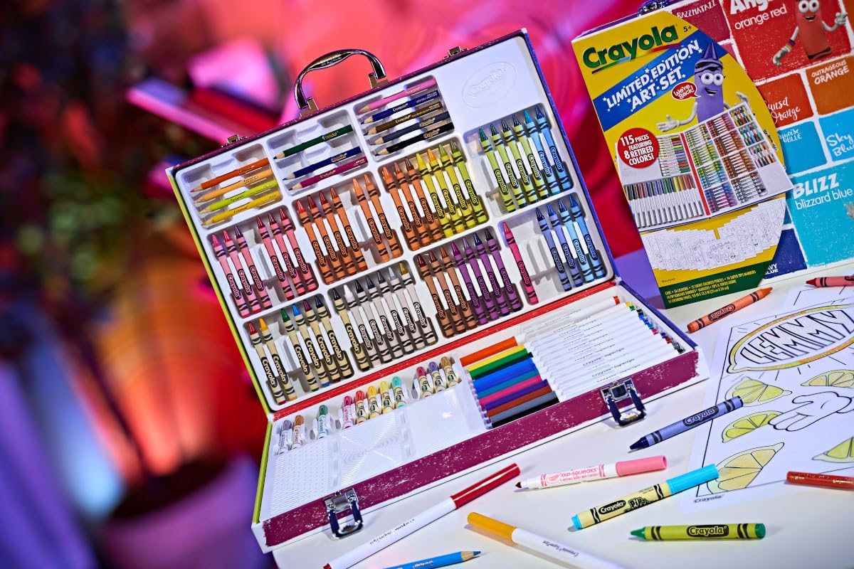Crayola Limited Edition Coloring Set (115 Pcs), Kids Art Supplies & Drawing Kit with Crayons, Markers & Colored Pencils in Storage Case, Gifts, Ages 5+
