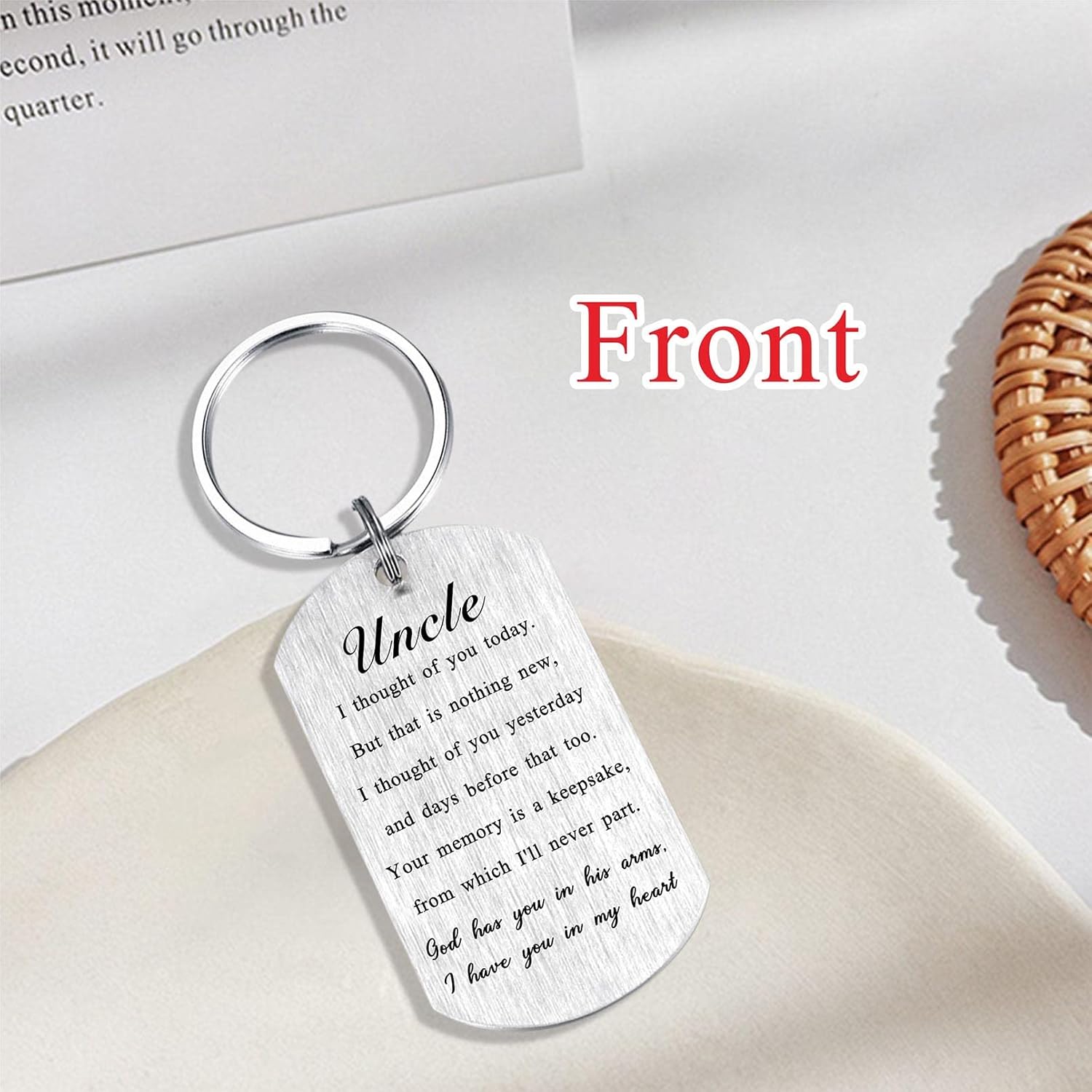 Alotozo Memorial Gifts - Sympathy Gift Keychain for Women Men Kids - God Has You in His Arms I Have You in My Heart - Image 3