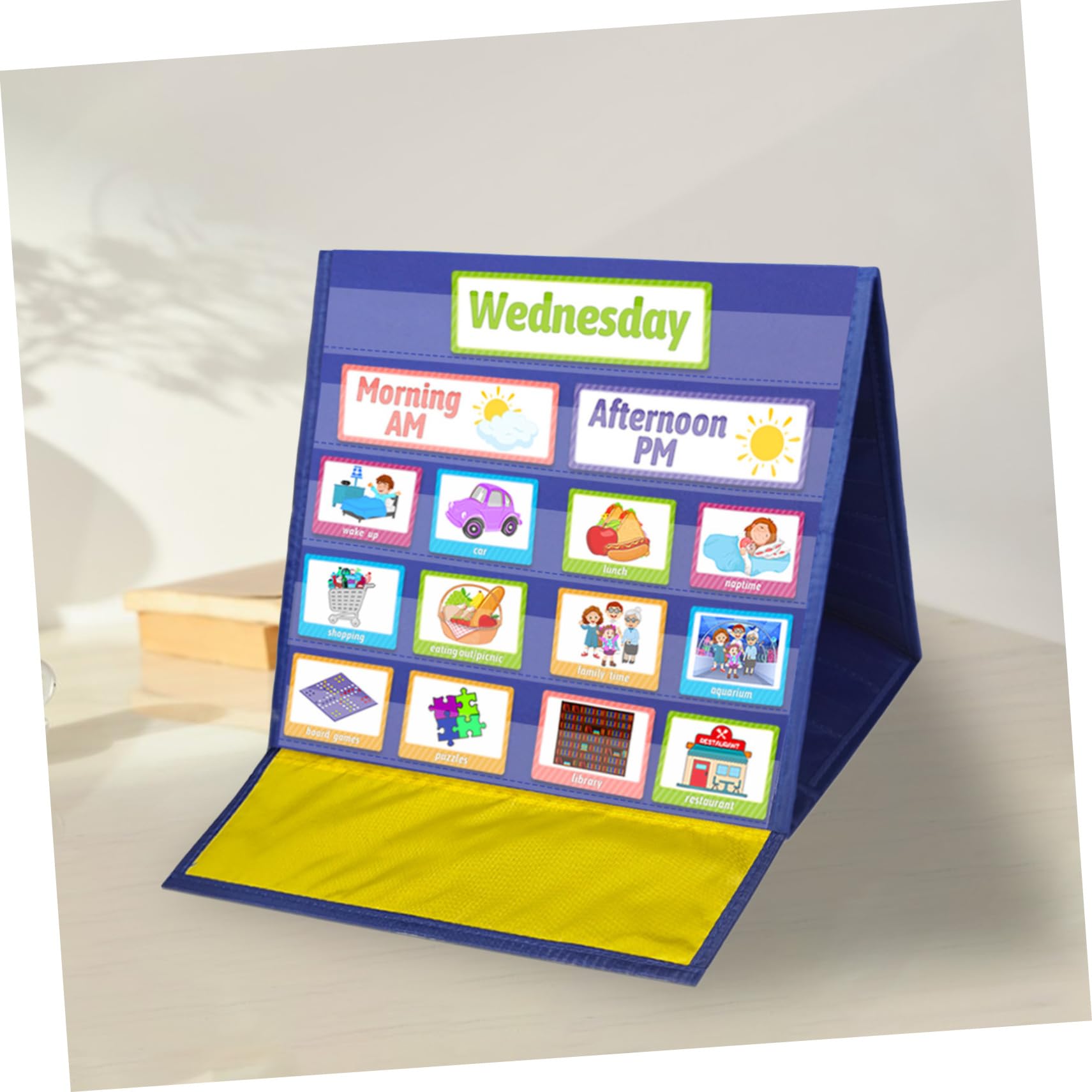 STOBOK Tabla de Rutina Visual para Niños en Casa y Escuela, Calendario Infantil Azul Material Seguro de Poliéster y Pvc para Planificación Diaria y Recompensas