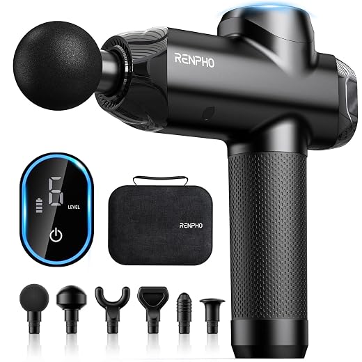 Pistola de masaje RENPHO Power, masajeador profesional, pantalla táctil LCD