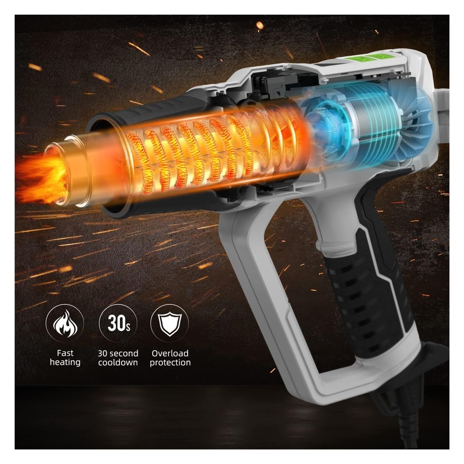 Pistolet Na Gorącą Wiatrówkę Z Wyświetlaczem LCD Regulowana Temperatura Opalarka Dmuchawa Termiczna Folia Termokurczliwa 5 Dyszami Wysoka Moc Suszenie Budowlane Silnik O Wysokiej WydajnośCi