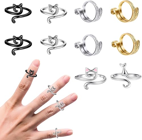 Miniatura 1 de 10 anillos de ganchillo ajustables para tejer, guía de hilo de 6 estilos, guía de hilo de ganchillo, anillo de ganchillo de guía de hilo, regalo de