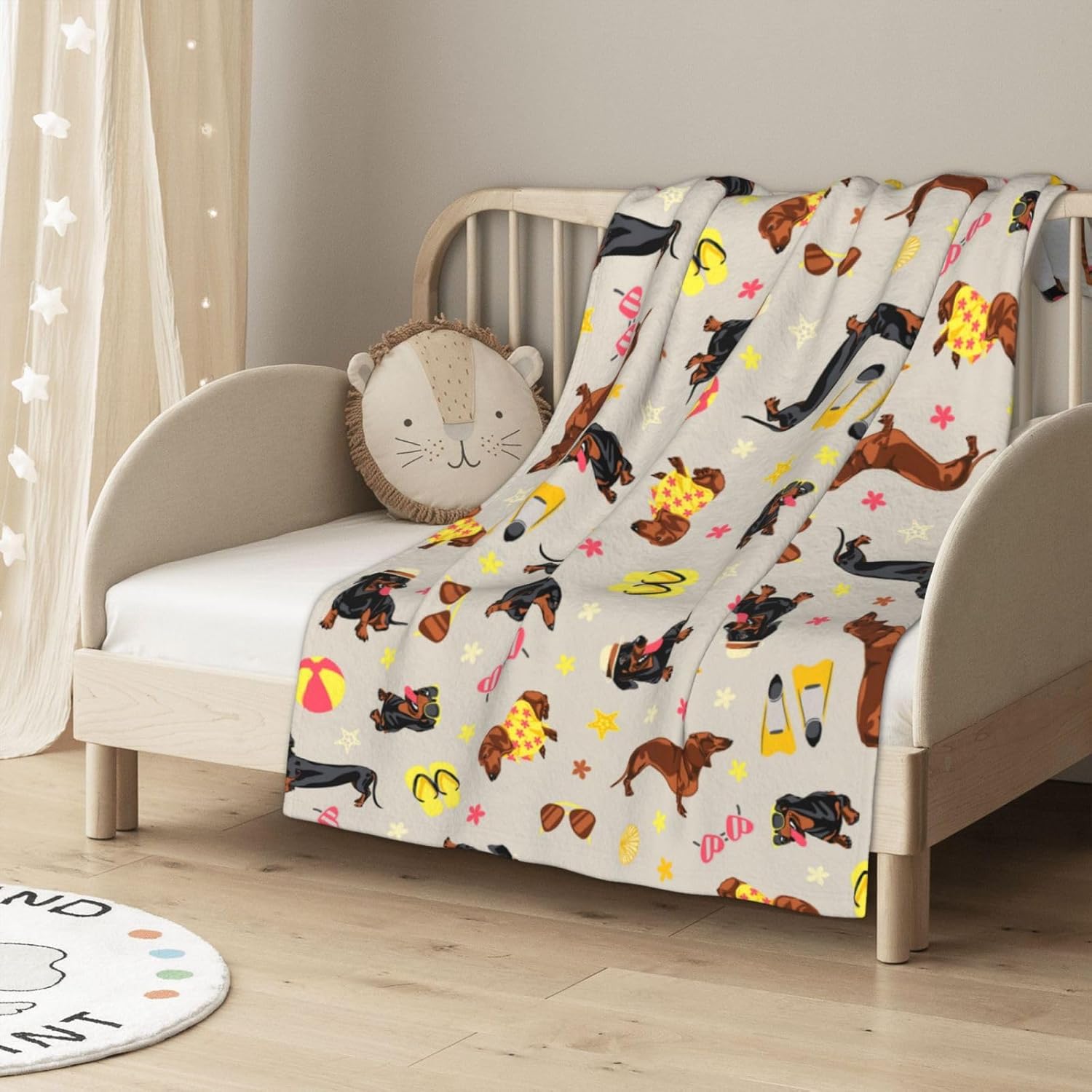 Dachshund Dog Star Fun Blanket, Soft Blankets Flannel Bed Throw Cozy Lightweight Plush Gifts for Kids Boys Girls Women Men Sofa Couch Bedroom Living Rooms Warm All Season, Home Decor, Small 50"x40" - Image 3