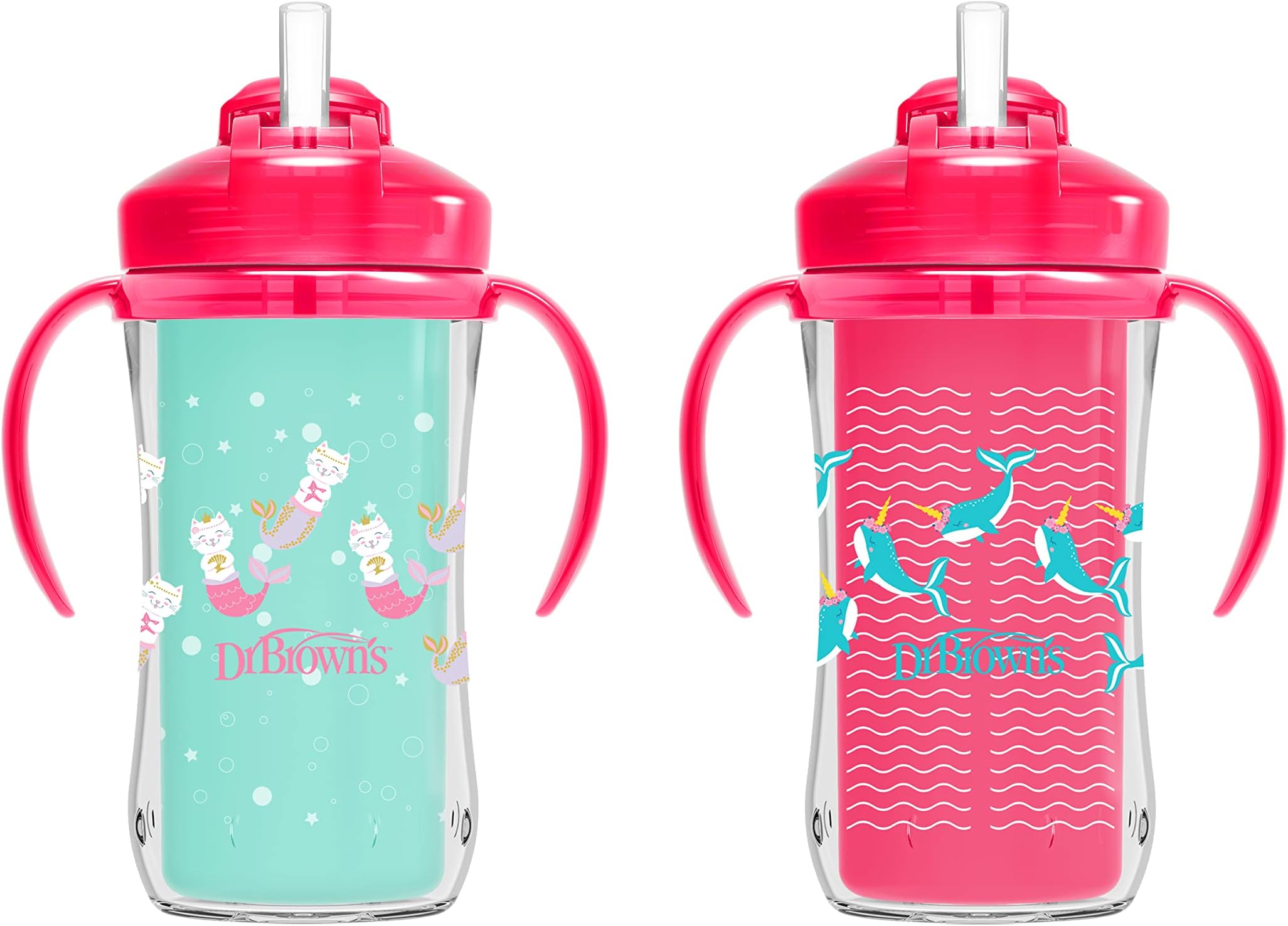 Dr. Brownââ‚¬â„¢s Milestones Insulated Straw Cup, Pink, 2 Pack