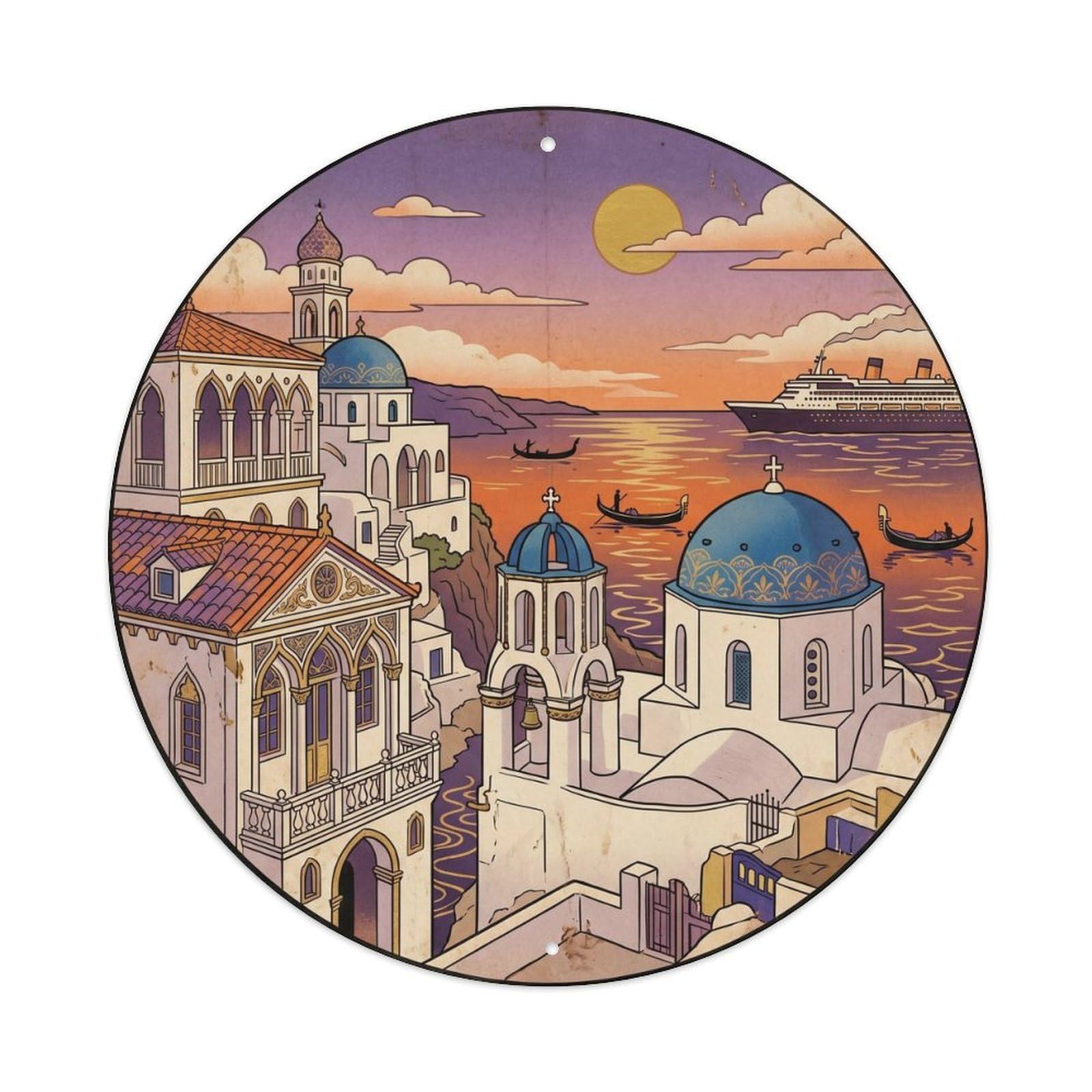 Venetian Architecture Oia Santorini Greece Aegean Sea Metal Tin Sign