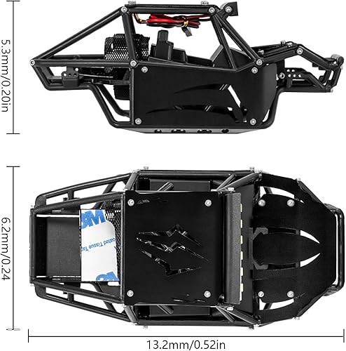 Miniatura 2 de INJORA Kit de chasis de aluminio de nylon Rock Buggy Body Shell para 124 RC Crawler Car Axial SCX24 C10 JLU Bronco Piezas de actualización (negro)