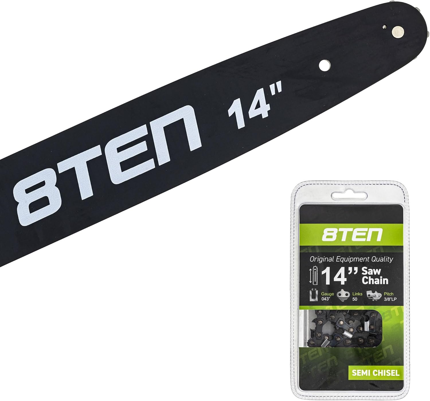 8TEN 14" Chainsaw Guide Bar & Chain .043 3/8 50DL for Stihl 017 009 018 023 020 011 019 E10 61PMM350E