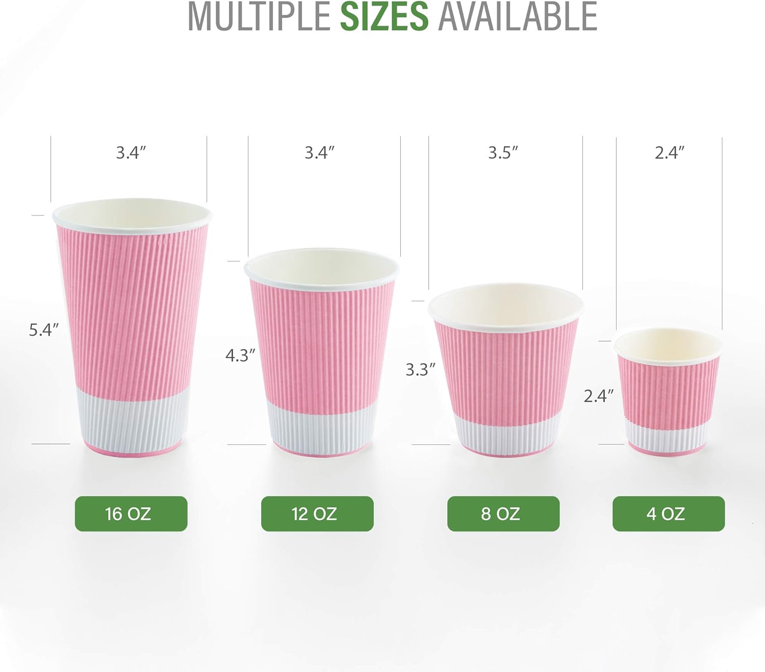 Restaurantware Ripple Wall Coffee Cups 25 Count 4 Ounce Insulated Light Pink Paper Cups, Rolled Rim Spill-Resistant Disposable Paper Non-Slip for Coffee, Beverages - Image 3