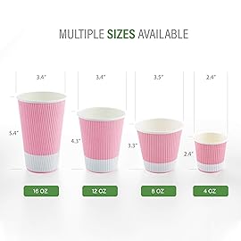 Restaurantware-4 Ounce Paper Coffee Cups, 25 Ripple Wall Disposable Paper Cups - Leakproof, Recyclable, Light Pink Paper Hot Cups, Insulated, Matching Lids Sold Separately