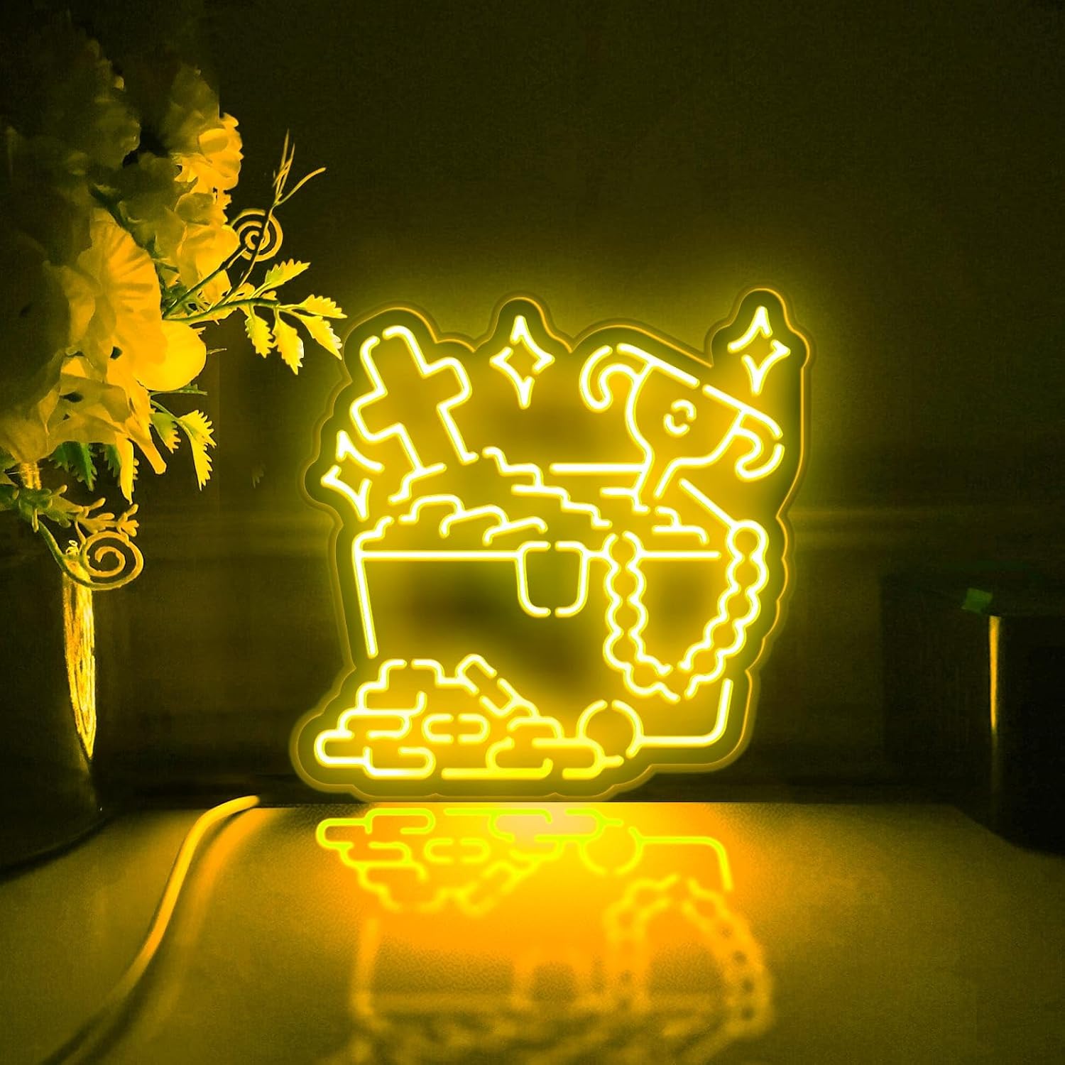 Game Treasure Chest Led Light Box, Treasure Chest Wall Art Decor, Desktop Decorations, Bedroom Decor (RGB Light, Large Size)