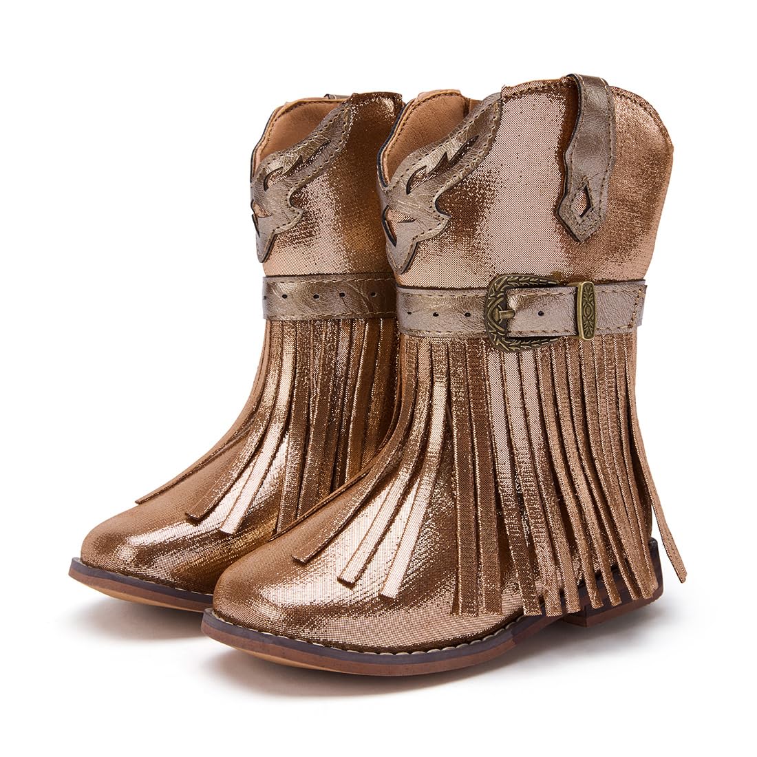 BMCiTYBM Toddler Cowboy Boots - Lightweight Western Cowgirl Boots for Boys Girls, Anti-Slip Soft Sole Walking Shoes with Side Zipper for Easy On/Off, Classic Stitching for Costumes & Outdoor Play