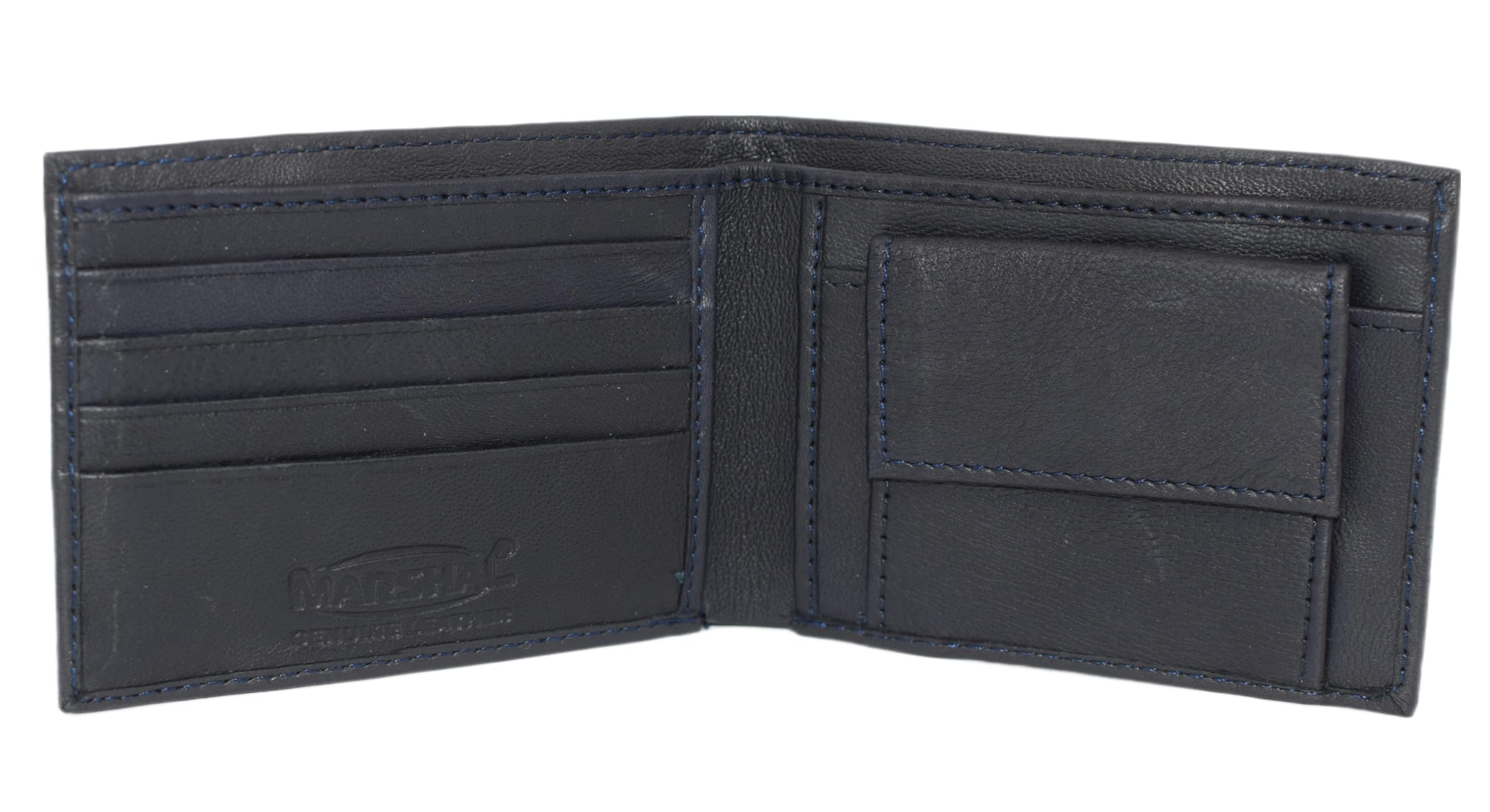 Marshal Soft Leather Kids Slim Thin Coin Pouch Bifold Wallet (Navy Blue)