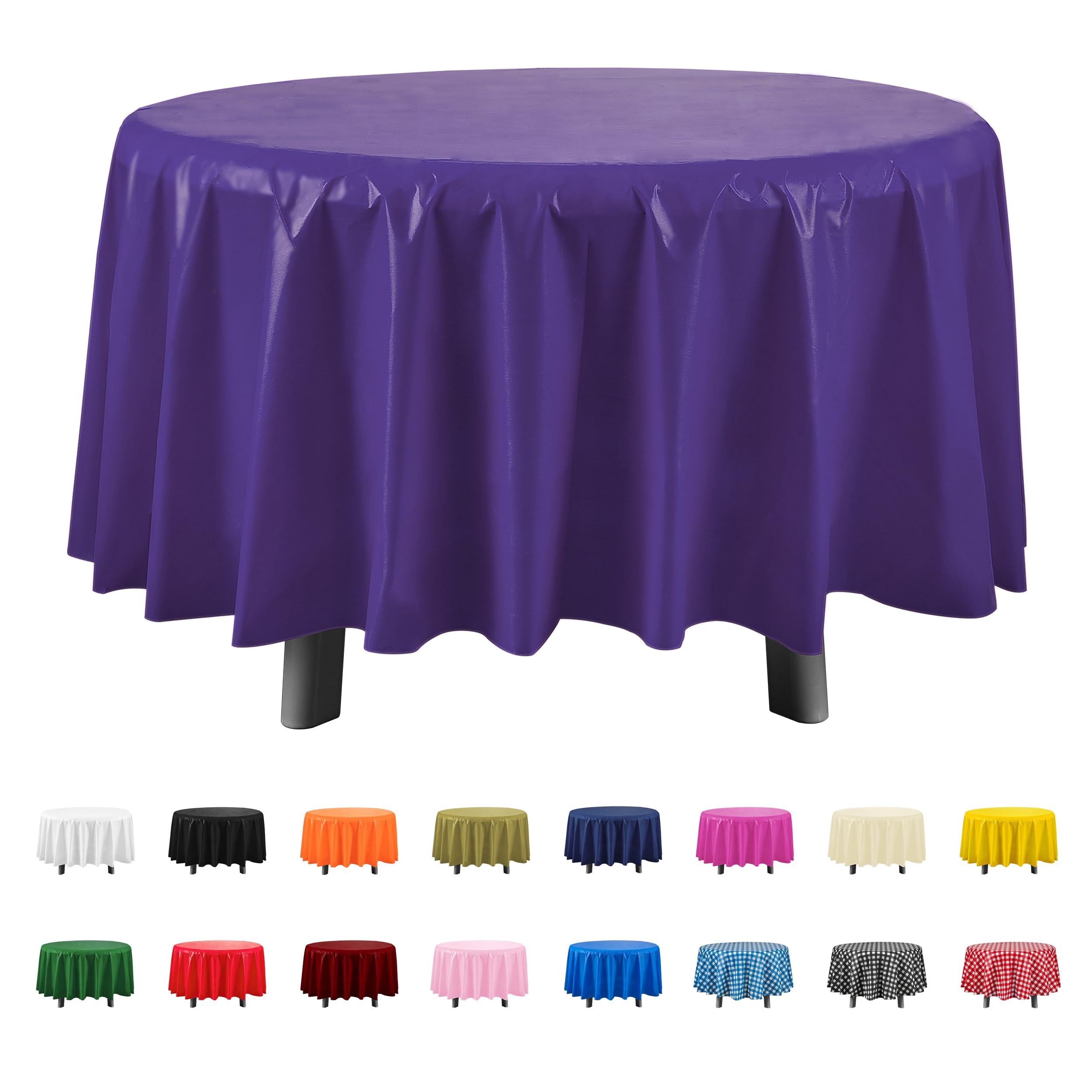 Snapklik.com : Purple Disposable Plastic Tablecloth For Round Tables, image size:2500x2500