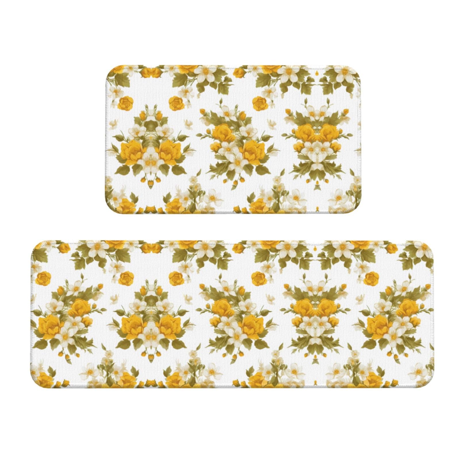 Alfombrillas de cocina antideslizantes para evitar resbalones con un pack de 2 alfombras de rosas