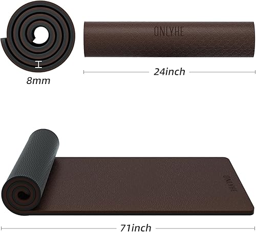 Miniatura 2 de Tapete de yoga de 0.315 pulgadas de grosor, antideslizante, antideslizante, antideslizante, tapete de pilates para hombres y mujeres, tapete de