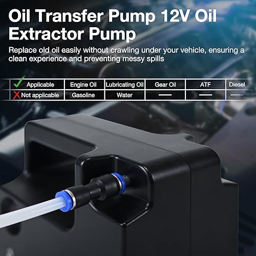 Miniatura 4 de Bomba de transferencia de aceite Bomba extractora de aceite de 12 V para cambio de aceite del motor, bomba de transferencia de fluido autocebante