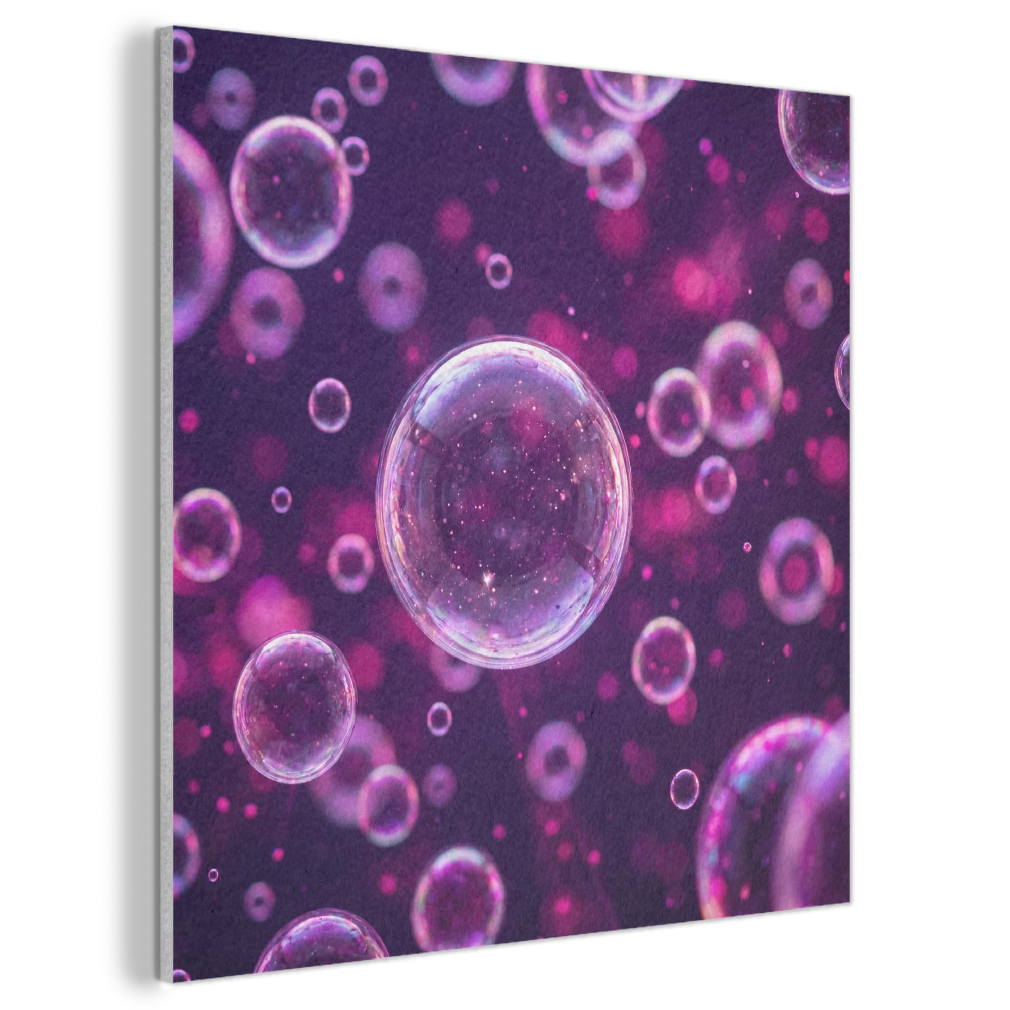 MuchoWow© Felt Panel 50x50 cm House Touch for Living Space Modern Visuals Decoration Wall Art Purple - Bubbles - Foam