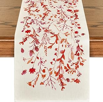 Artoid Mode Floral Leaves Valentine's Table Runner, Wild Flowers Seasonal Kitchen Dining Table Decoration for Home Party Decor 13x36 Inch