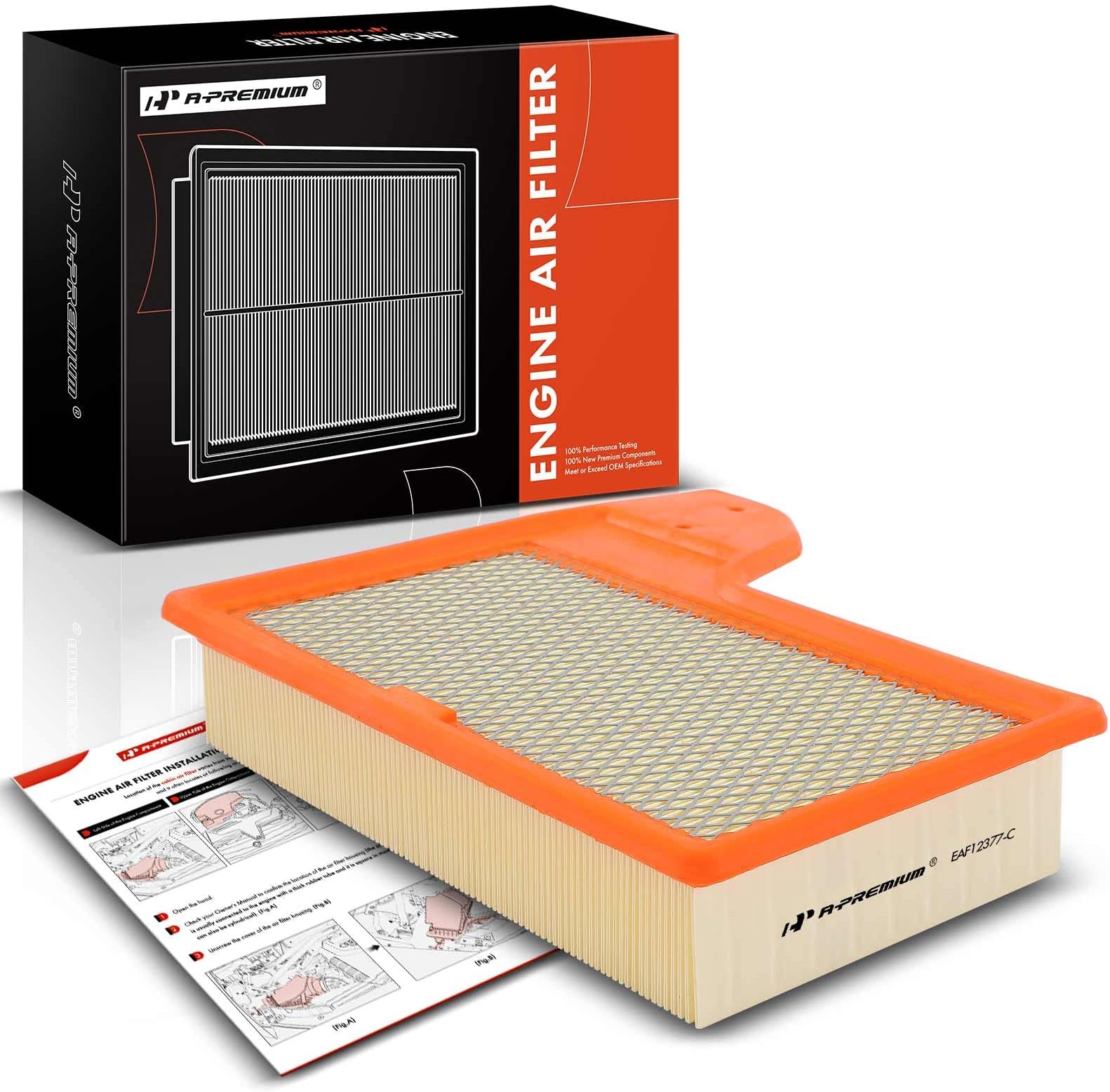 A-Premium Engine Air Filter Compatible with Ford Mustang 2015-2022, Flexible Panel, Replace# FR3Z9601A