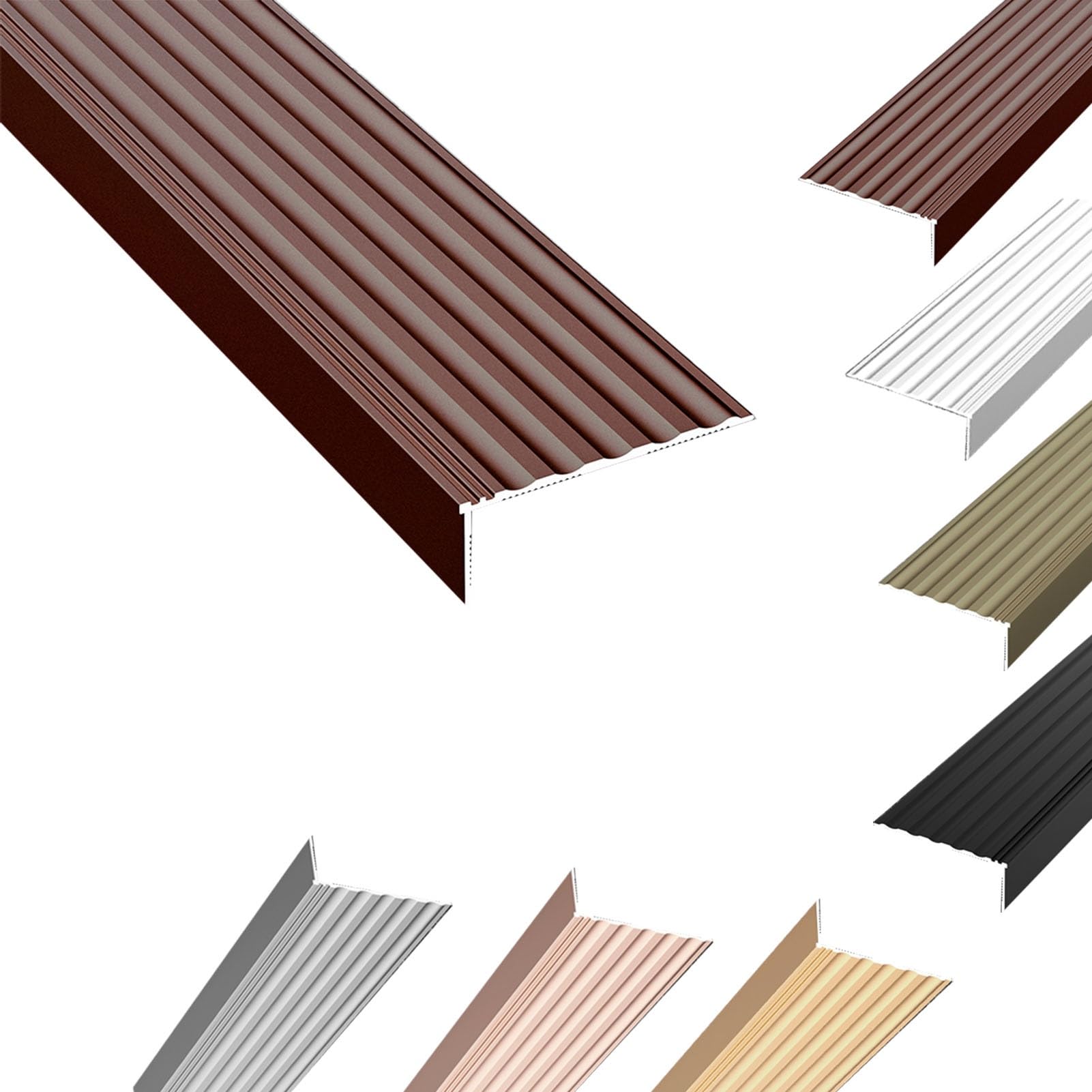 Lshtshf-Ou Brownish Red Aluminum Step Edge Protector Trim Non-Slip Stair Nosing Molding Staircases Treads Angle Strip(,110Cm L)
