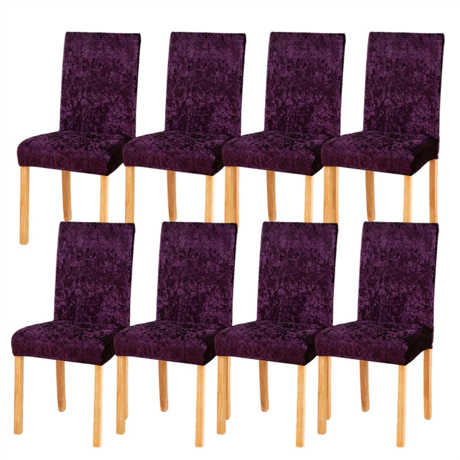 Chair covers, Crushed Velvet Dining Chair Covers,Stretch Removable Washable Dining Chair Slipcover Super Soft Protector for Seat Covers for Wedding Party Dining Room Home Decor (Color : Pink, Size : 8