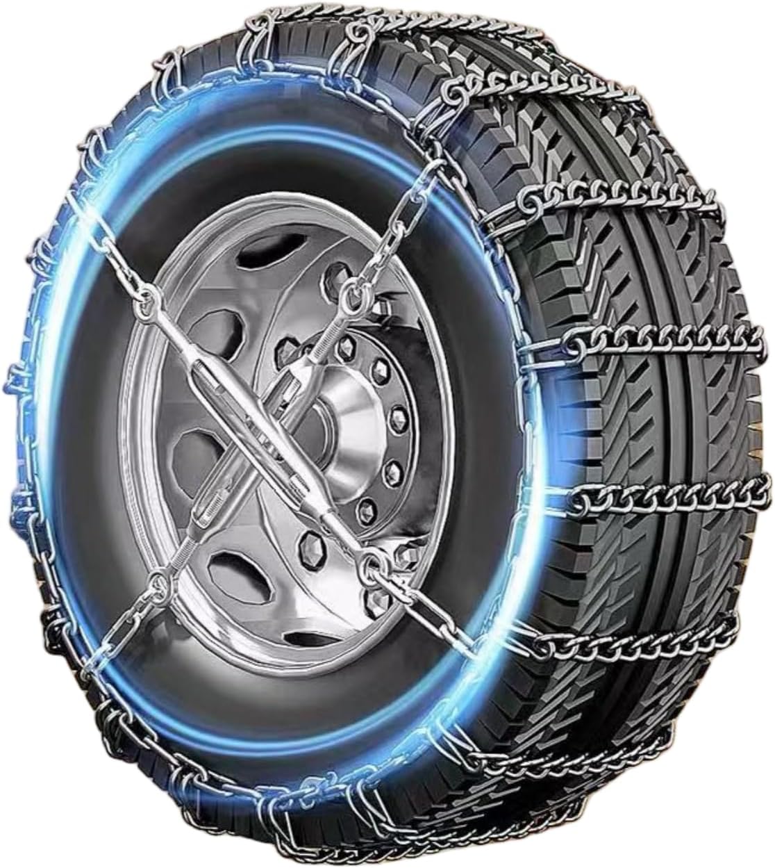 Set of 2 Tire Chains for Suv ATV and Pickup Trucks Slip Snow Traction Chains Durable Manganese Emergency Grip for Icy,Snowy Mudy and Sandy Roads 9R22.5 2pcs 275/70R22.5