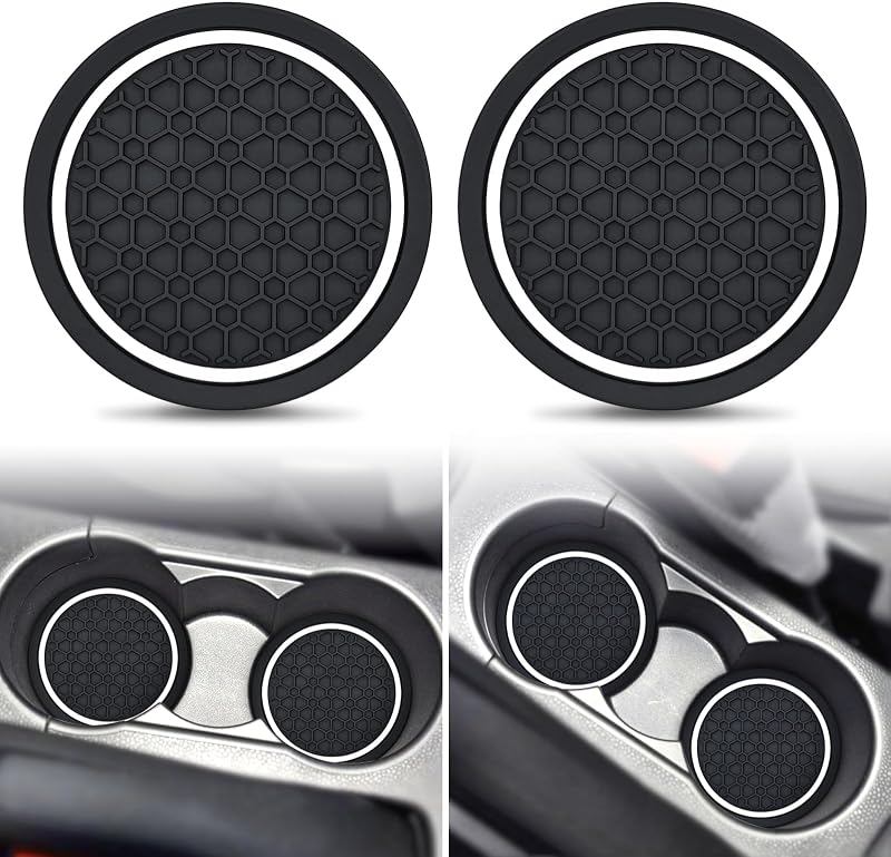 Auprite Jogo de Porta-Copos para Carro em Silicone Antiderrapante Branco, 2 Unidades