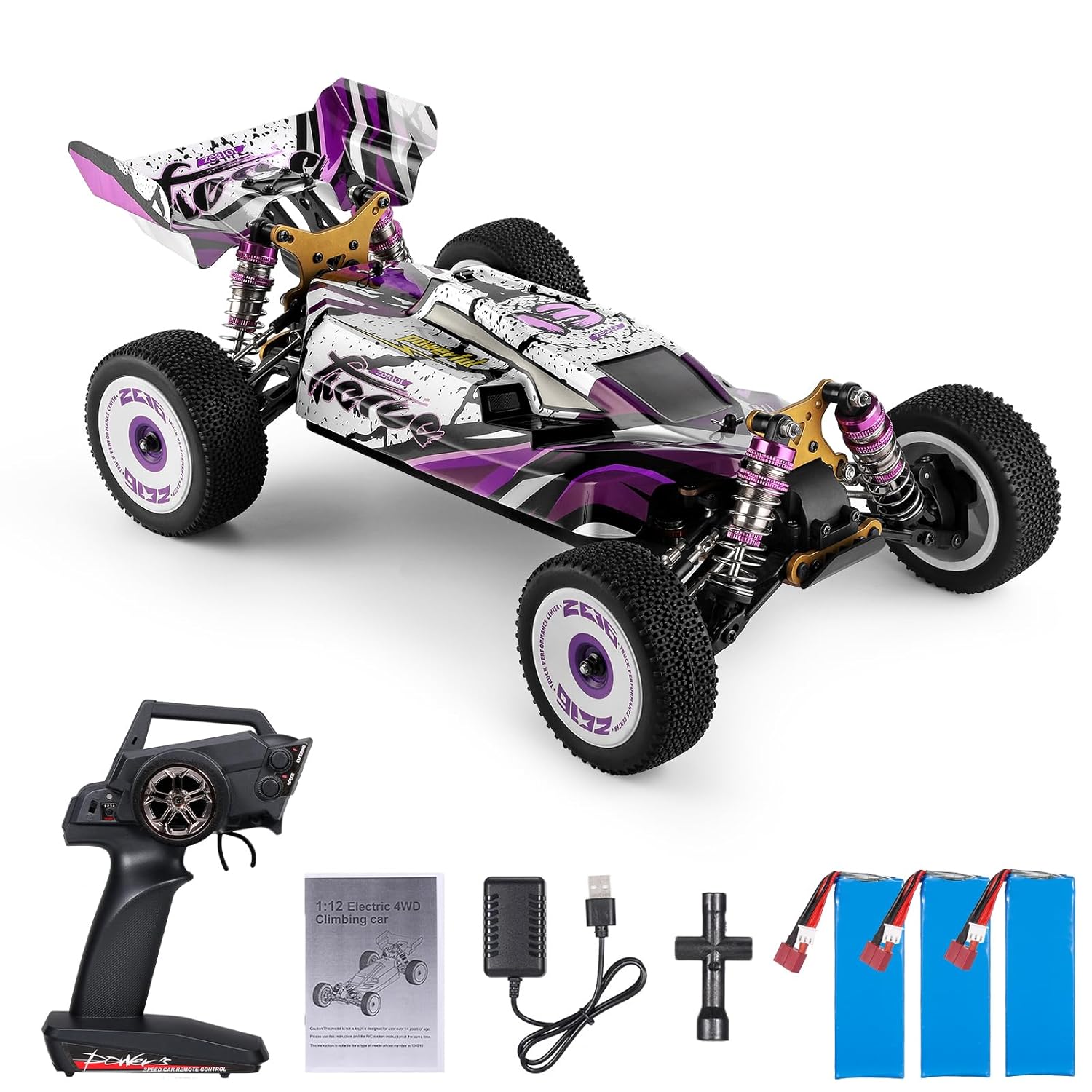 GoolRC WLtoys 124019 RC Car, 1/12 Scale 2.4GHz Remote Control Car, 4WD