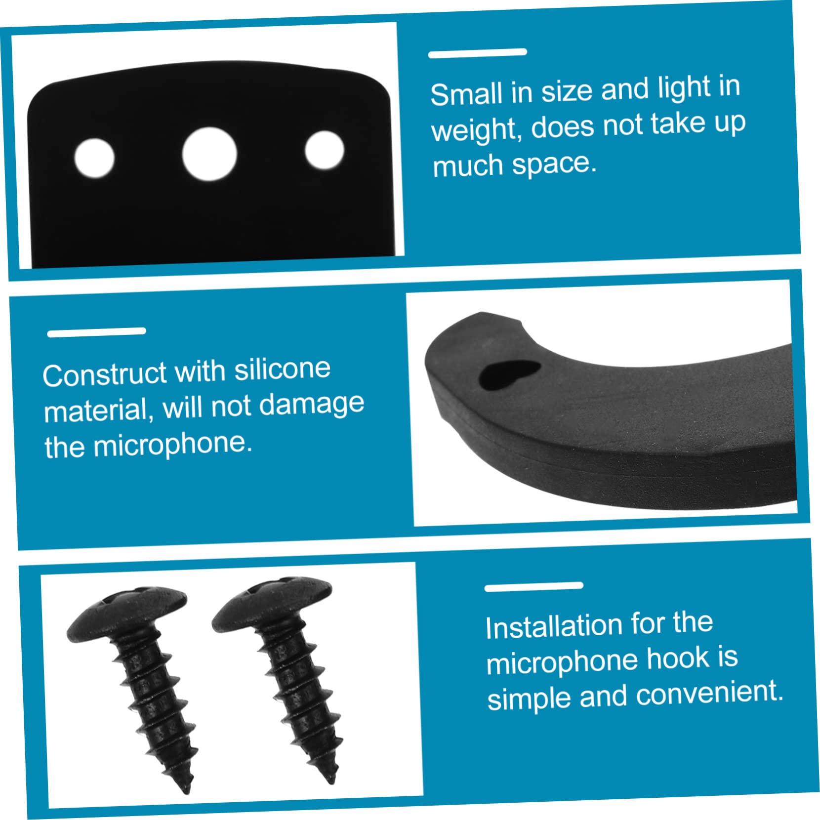 BESPORTBLE 4Pcs Wall Mount Mic Hook for Microphones Space Saving Silicone Clamp for Organized Storage Easy Access