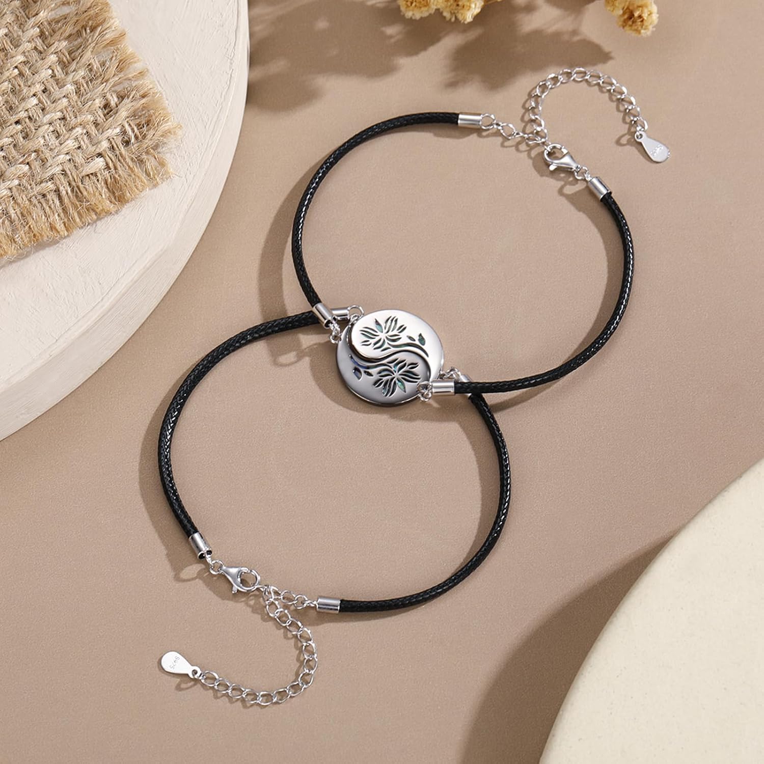 Yin Yang Bracelet for Women Men 925 Sterling Silver Yin Yang Bracelets Jewelry for Women Men