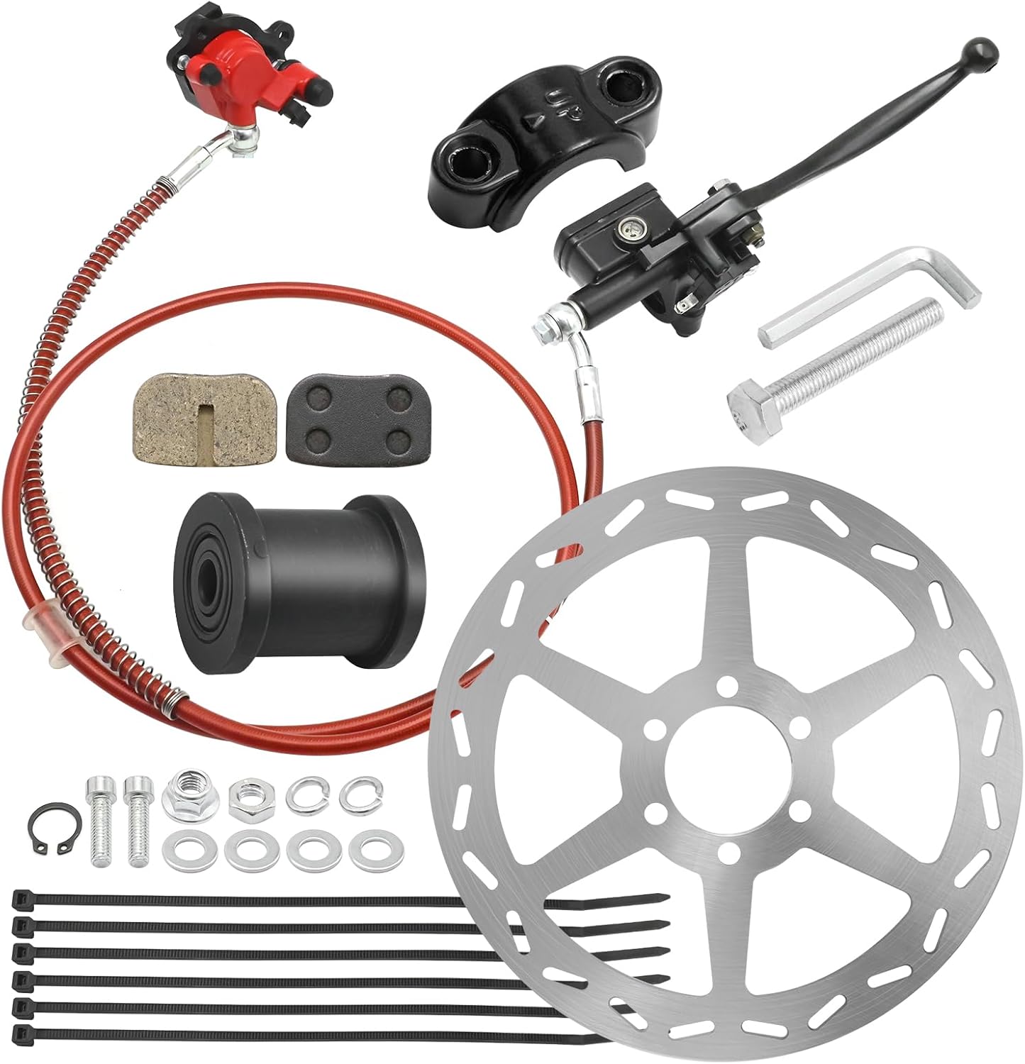 Upgraded Mini Bike Hydraulic Brake Caliper, 180mm Mini Bike Disc Brake Rotor, Replacement for Baja Doodle Bug DB30 79cc 97cc 100cc Engine Mini Bike