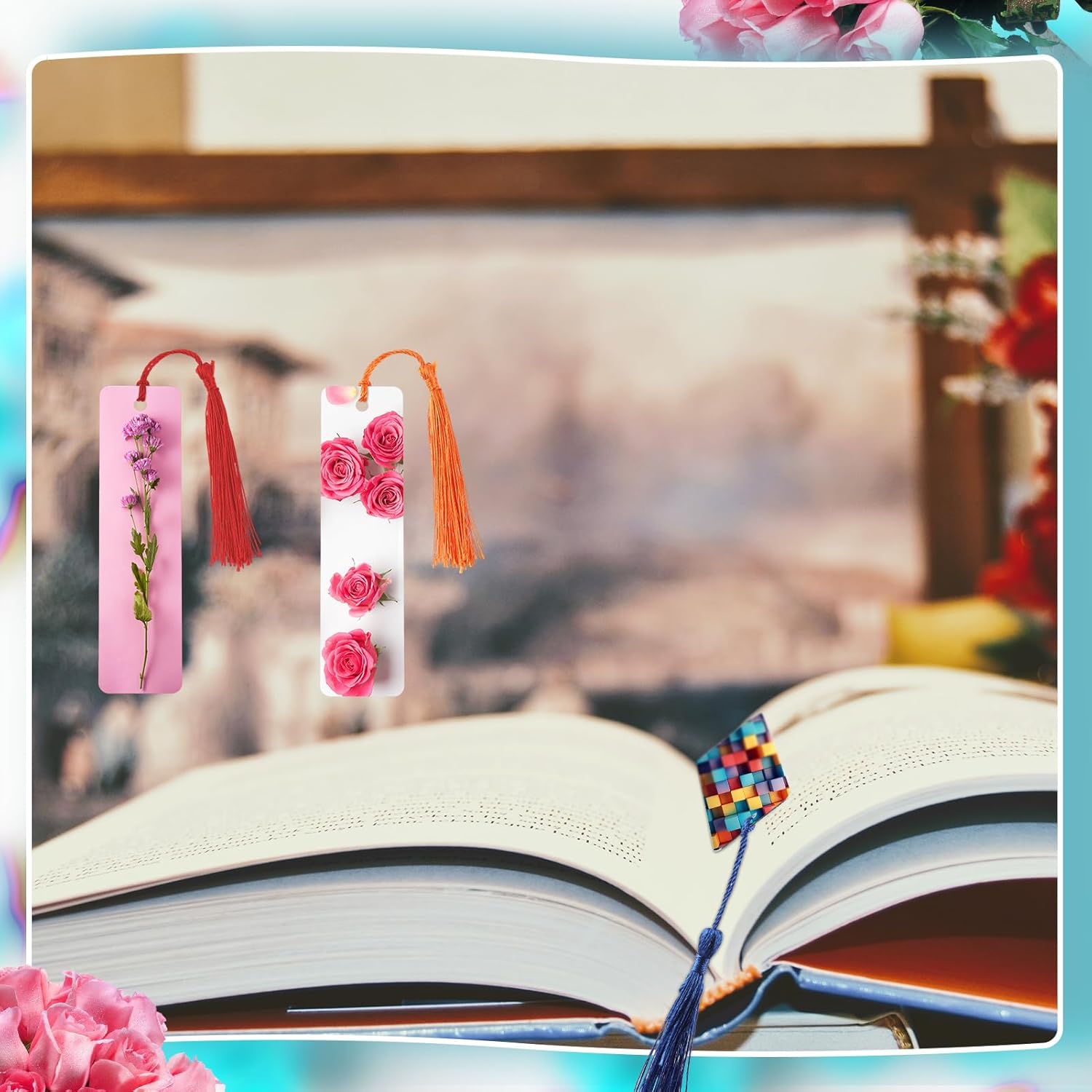 50 Sets Sublimation Blank Bookmarks, DIY Blank Aluminum Metal Bookmarks with Clear Bookmark Sleeves Tassels and Self-Sealing Bags for Crafts Birthday Reading Back to School Supplies - Image 7