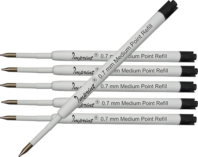 IMPRINT Ball Pen Refills | Standard Size | Plastic Body | 0.7 MM Point | Fits in Most Ball Pens | Pack of 6 | Black Ink