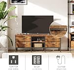 CAIYUN TV Stand avec stockage, TV Tableau 55 De pouce avec les drawers et les sorties de puissance et les ports USB pour 60 65 1 cm TV, TV Tableau de la console, TV Banc pour le salon, Chambre à coucher (Brown,55 De pouce)