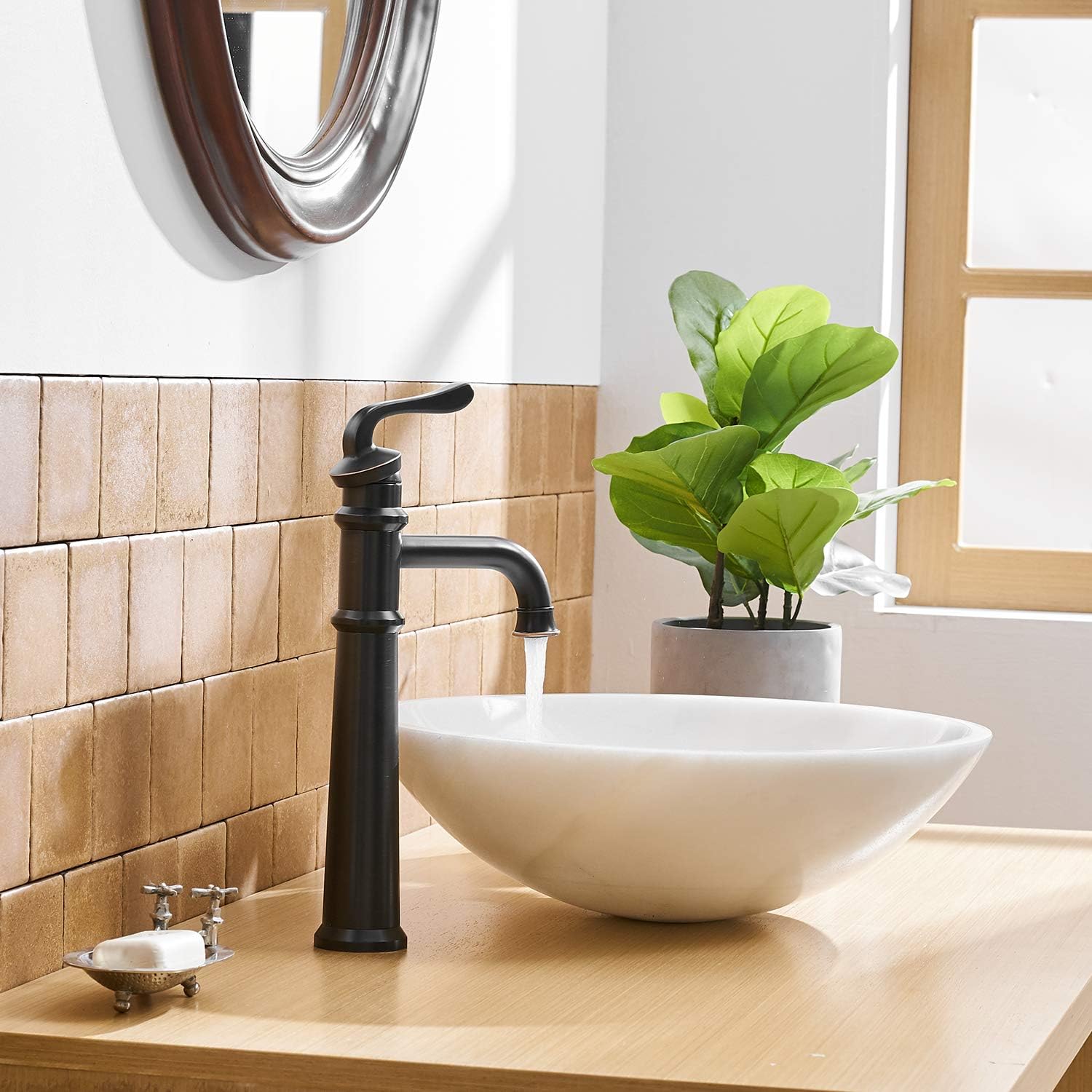 Hоt Dеаlѕ BWE Vessel Sink Faucet Oil Rubbed Bronze with Pop Up Drain Stopper Assembly Waterfall Spout Tall Body Single Hole Bathroom Lavatory Vanity Faucets One Handle Commercial Rеvіеw BWE Vessel Sink Faucet Oil Rubbed Bronze with Pop Up Drain Stopper Assembly Waterfall Spout Tall Body Single Hole Bathroom Lavatory Vanity Faucets One Handle Commercial