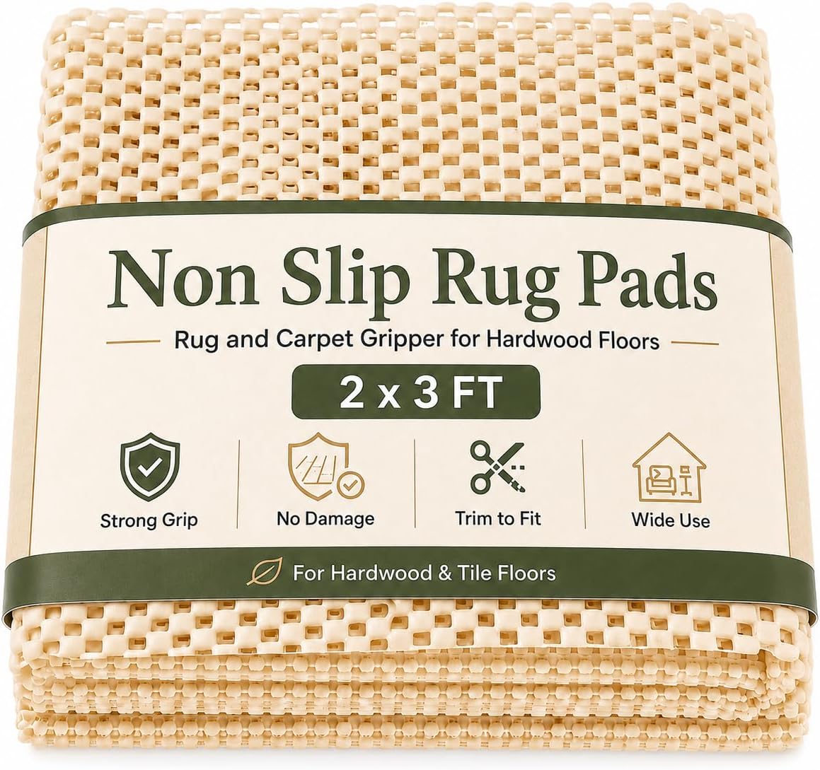 Non Slip Rug Pad 2x3 Ft, Rug and Carpet Gripper for Hardwood Floors
