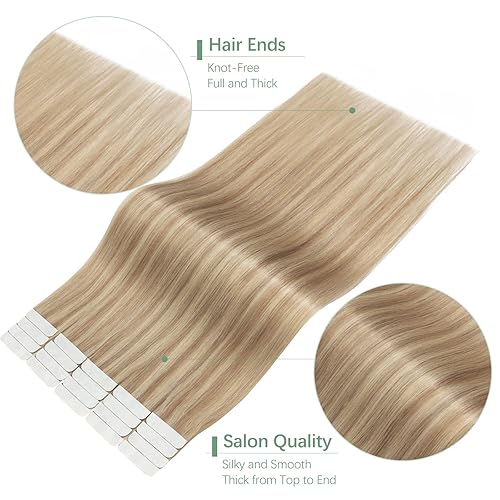Miniatura 5 de SEGO Extensiones de cabello humano con cinta, 20 unidades, 1.76 ozpaquete, extensiones de cabello humano Remy, lacio, sin costuras, para mujeres,