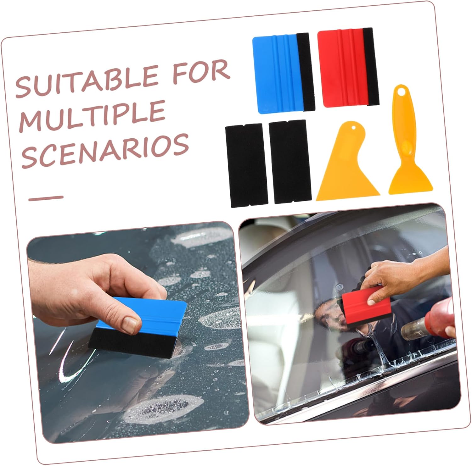 Unomor Seal Scraper Car Vinyl Wrap Tool Felt Edge Squeegee Window Tinting Kit
