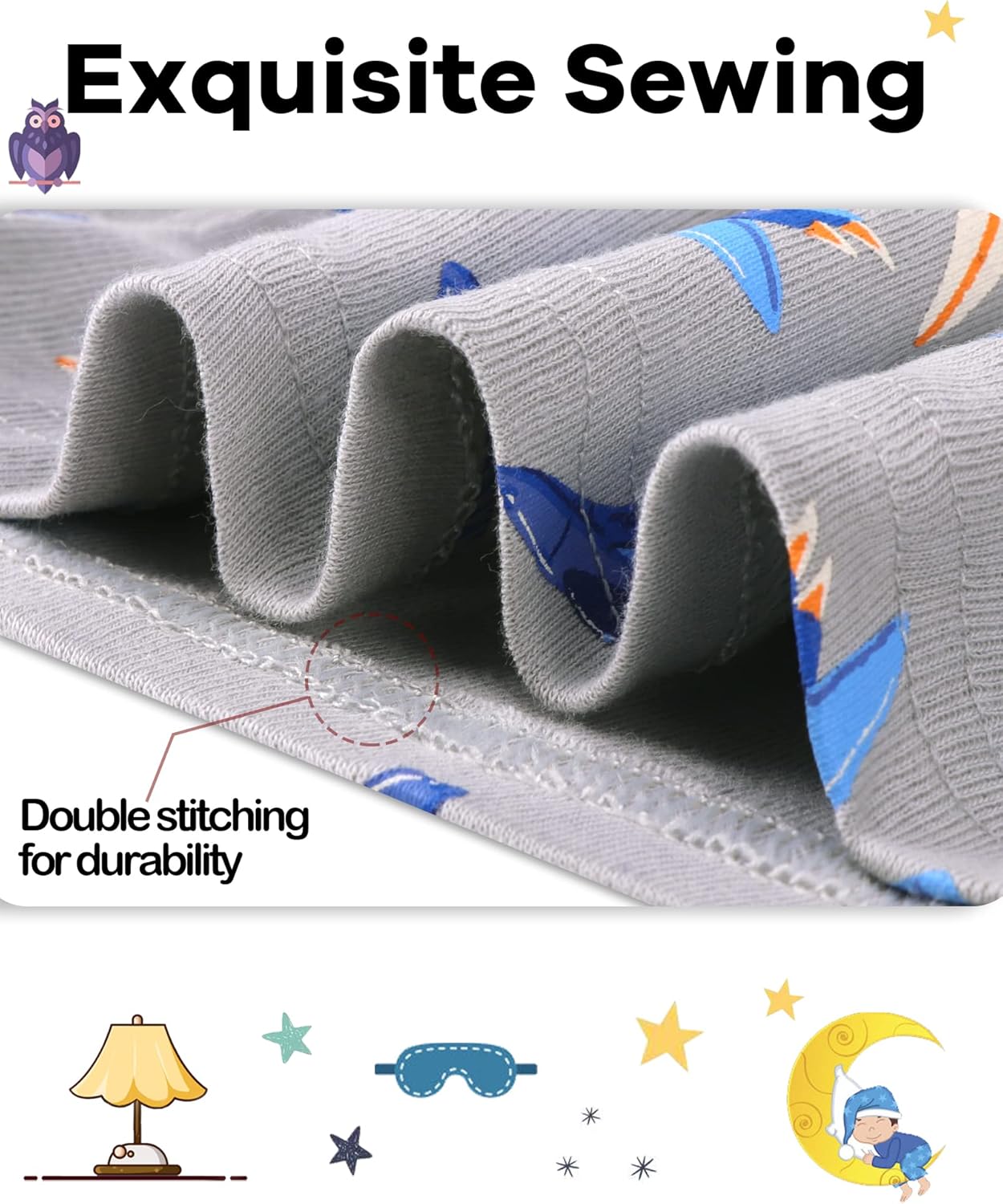 DAUGHTER QUEEN Boys Pajamas 4 Pieces Long Set 100% Cotton Sleepwear Size 18 Months-12 Years - Image 5