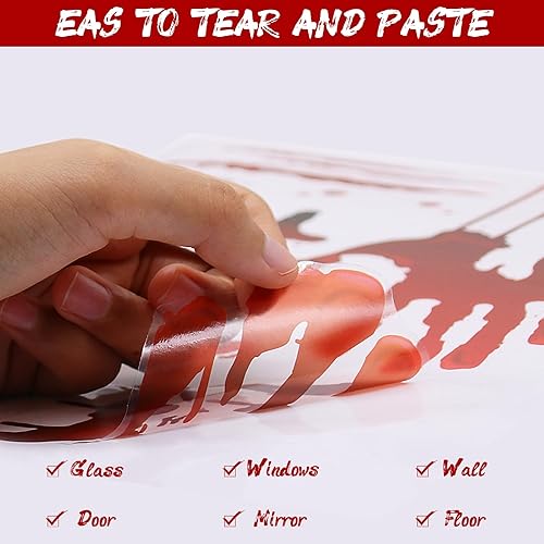 Miniatura 4 de Decoraciones de Halloween, calcomanías de huellas de manos sangrientas de Halloween, decoraciones de fiesta de Halloween, decoración de pared de